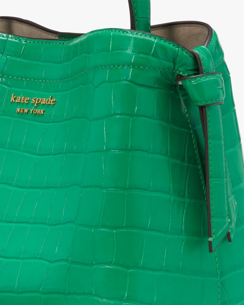 Good Kate Spade Green Croc-embossed Leather Tote Bag