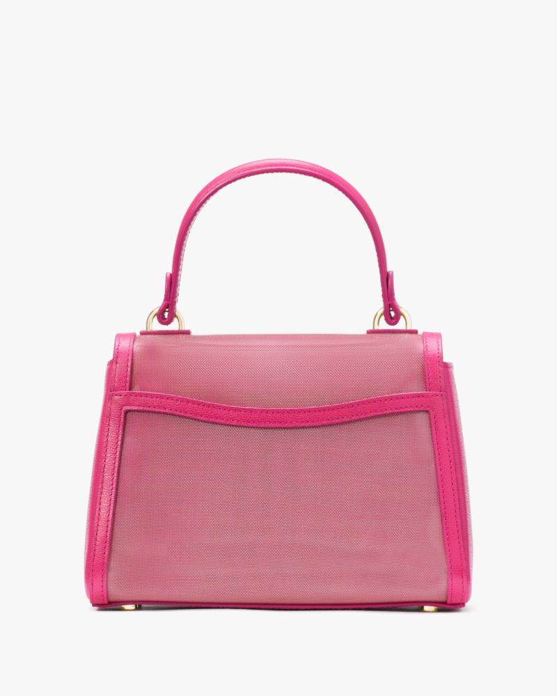 Kate Spade,Katy Coated Mesh Small Top-handle Bag,Leather,Mesh,Satchel,PVC,Logo,Piping,Day Party,Pink