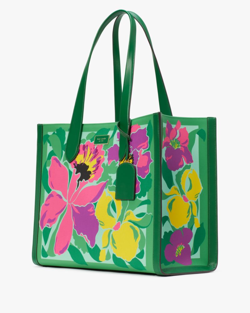 Manhattan Tote Bag aus Leinen mit Orchideenblüte zum über der Schulter tragen, , Product