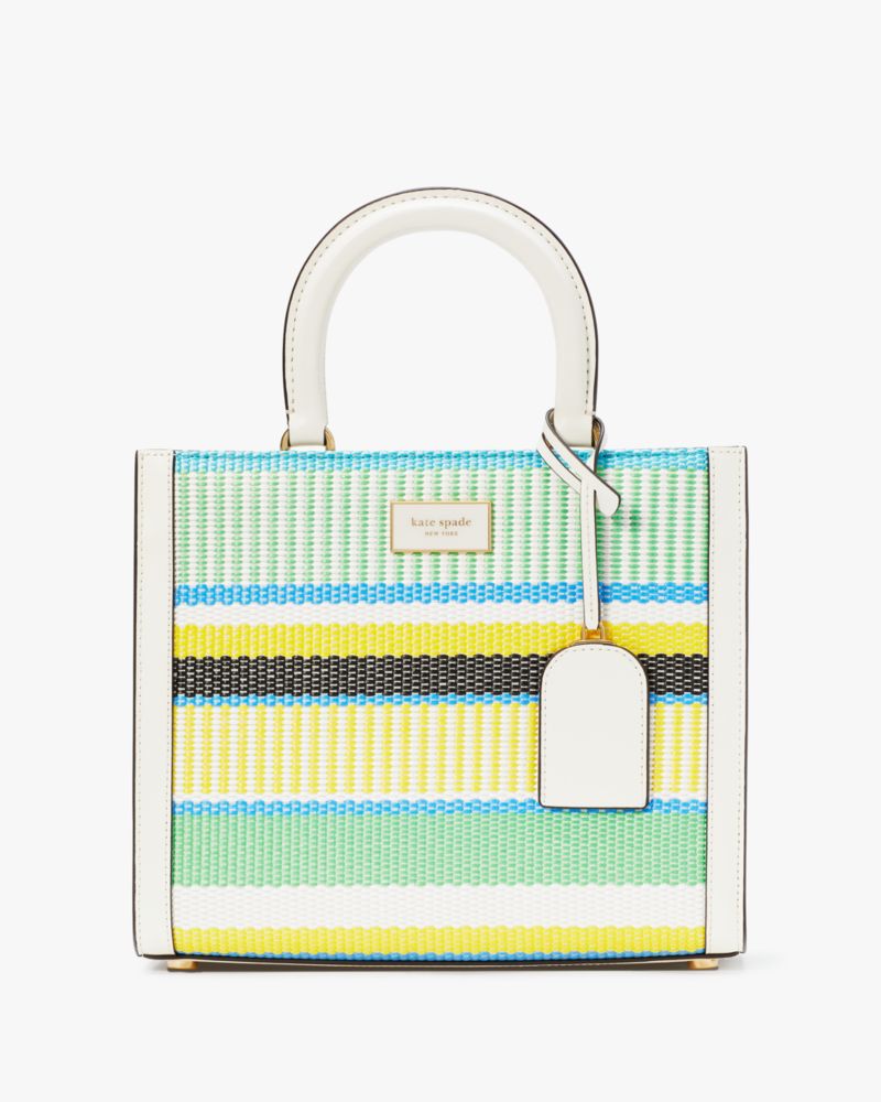 Manhattan Striped Woven Straw Small Tote