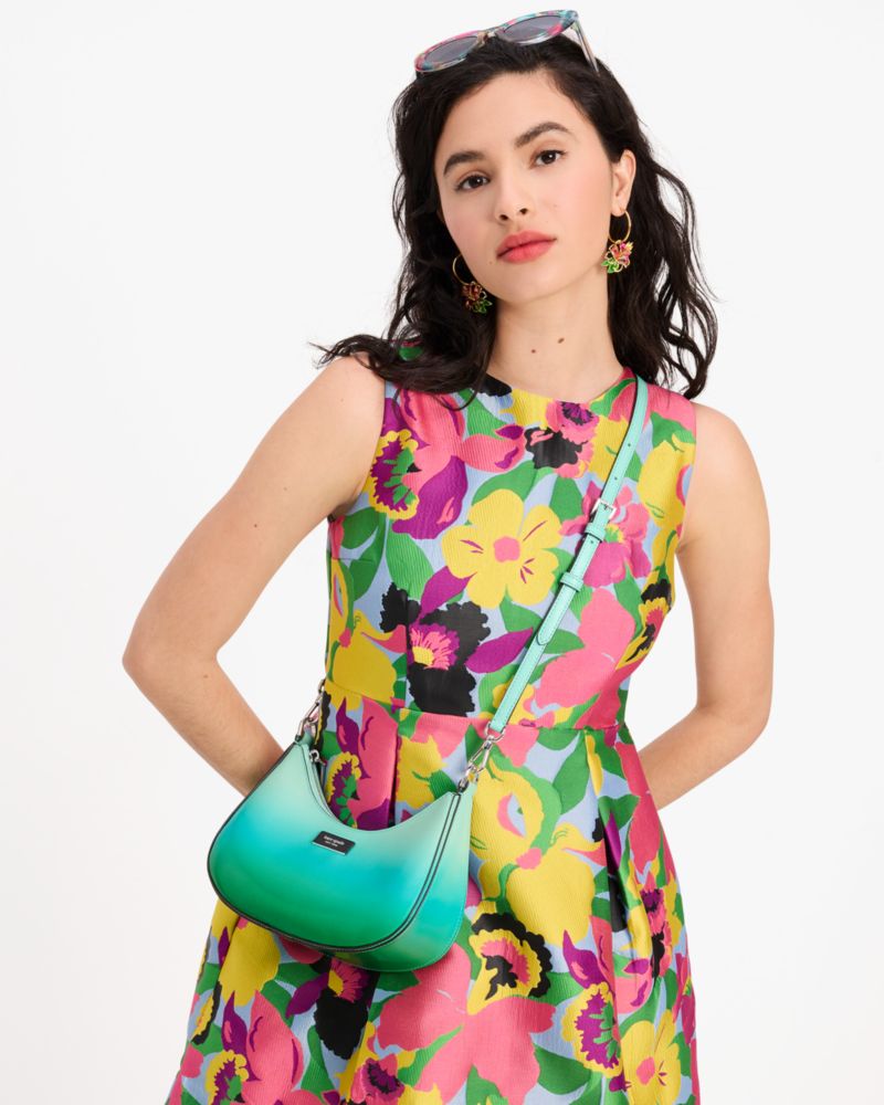 Kate Spade,Sam Icon Ombre Small Convertible Crossbody,Leather,Shoulder Bag,Piping,Logo,Metal,Shoulder Guard,Day Party,