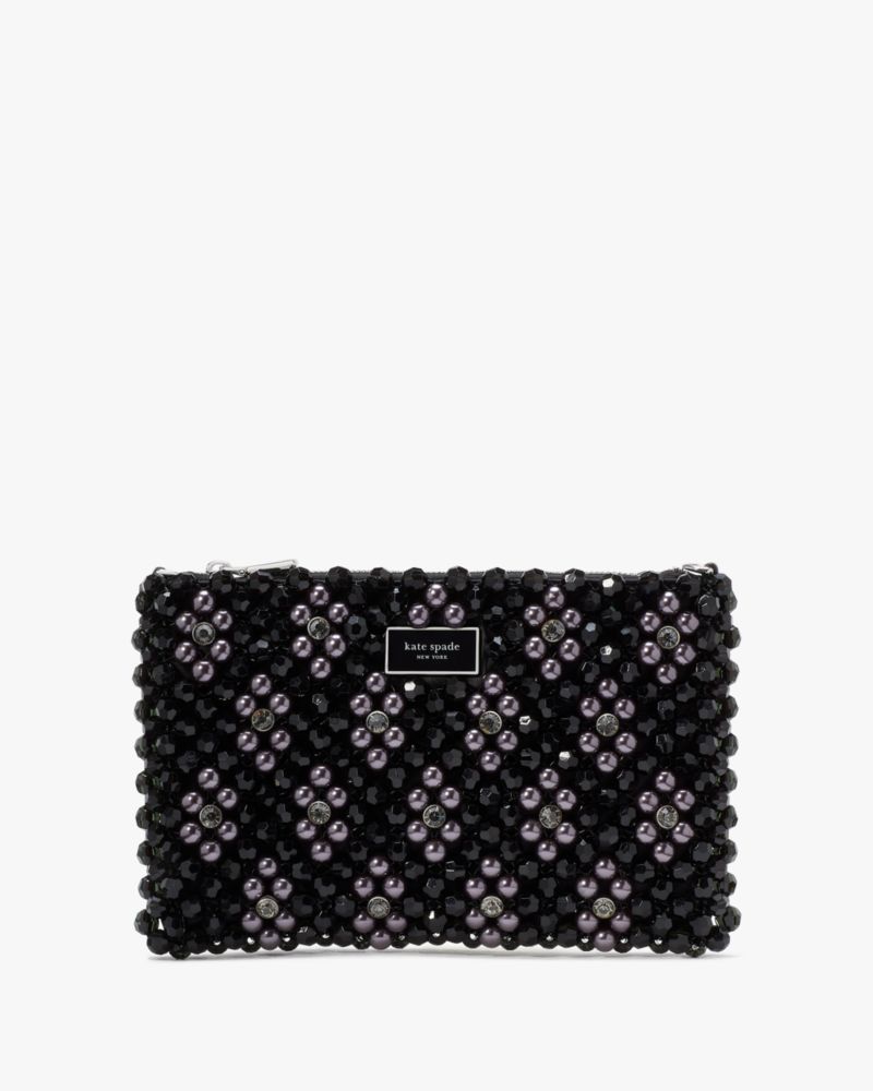 Kate Spade,Purl Flower Beaded Mini Shoulder Bag,Black Multi