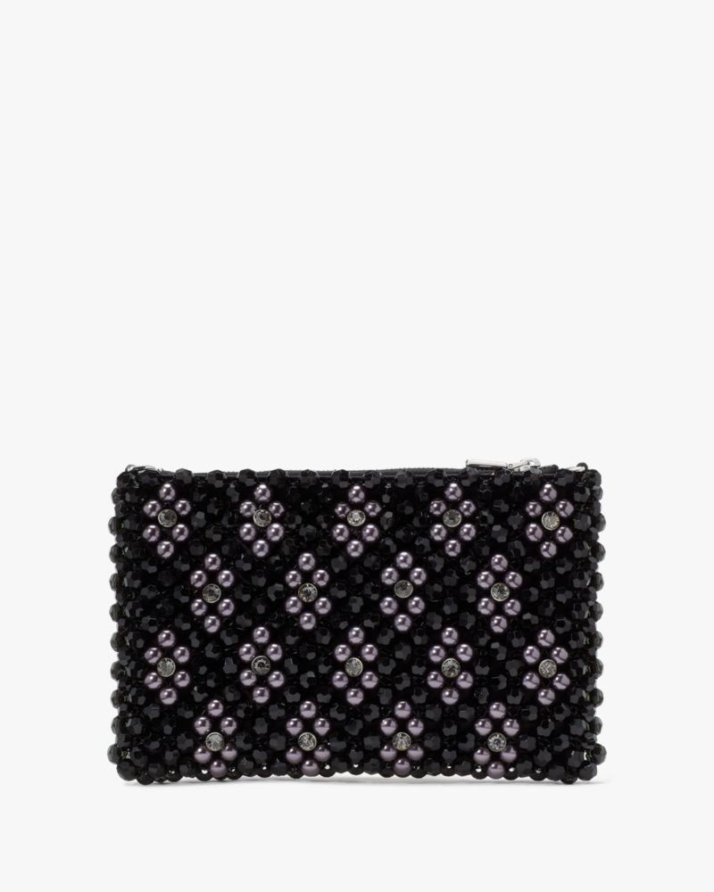 Kate Spade,Purl Flower Beaded Mini Shoulder Bag,Pouch,Beaded,Rhinestones,Pearl,Bead Embellishment,Formal,Multi Color