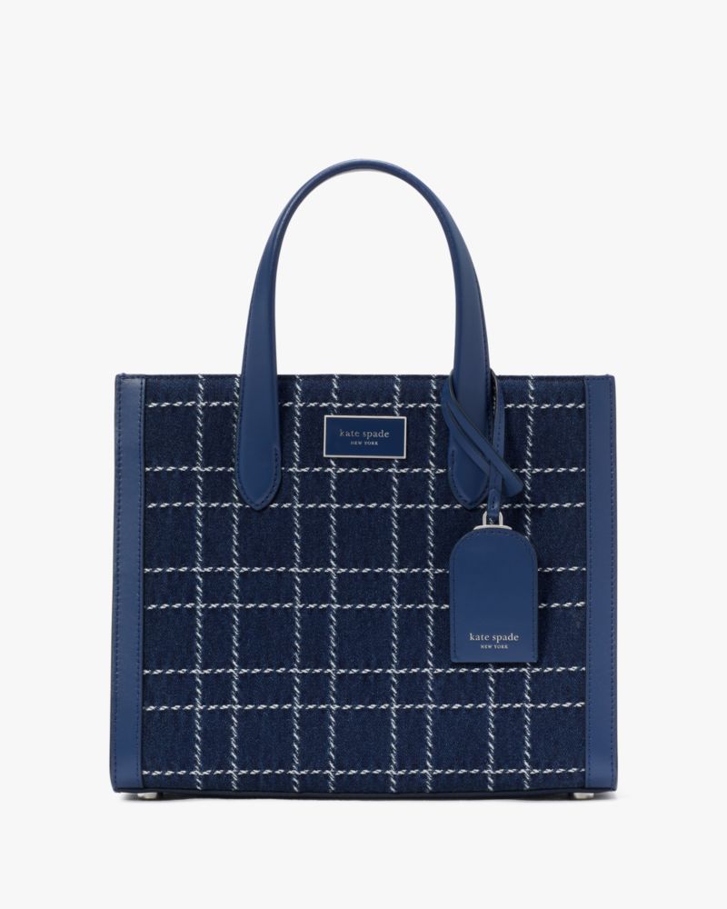 Kate Spade,Manhattan Denim Check Small Tote,