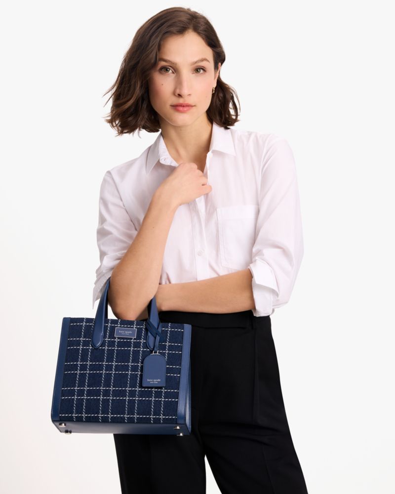 Kate Spade,Manhattan Denim Check Small Tote,