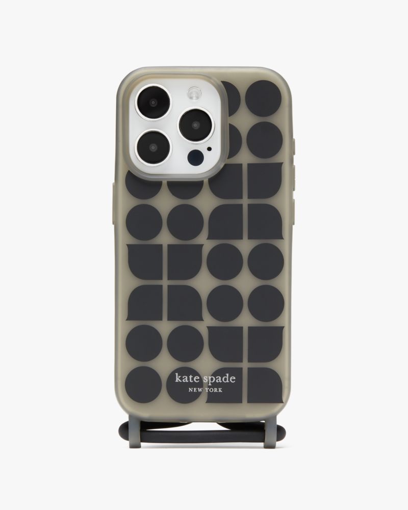 Kate Spade,Noel iPhone 15 Pro Case Crossbody,Black Multi