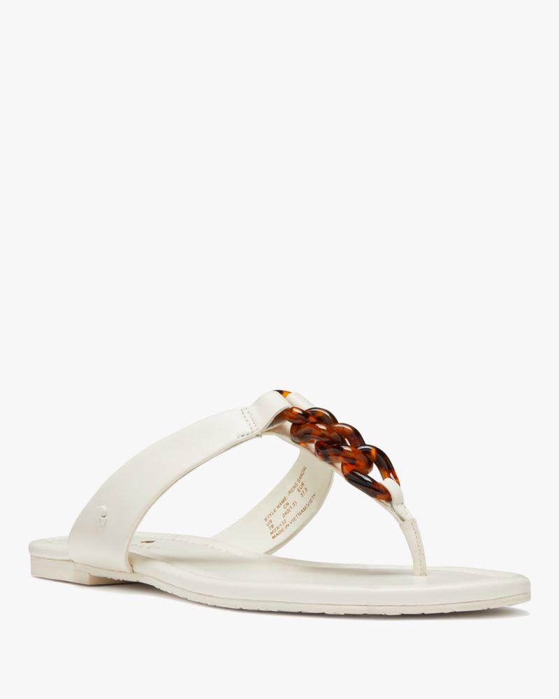 Kate Spade,Irene Sandal,Lining Leather,Nappa Leather,Rubber,Flip Flops,Chain Detail,Casual,Cream