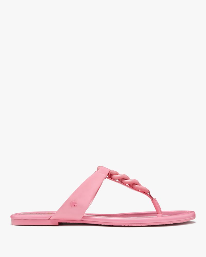 Kate Spade,Irene Sandal,Lining Leather,Rubber,Flip Flops,Chain Detail,Casual,Pink