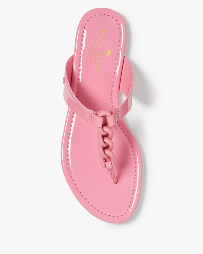 Kate Spade,Irene Sandal,Lining Leather,Rubber,Flip Flops,Chain Detail,Casual,Pink