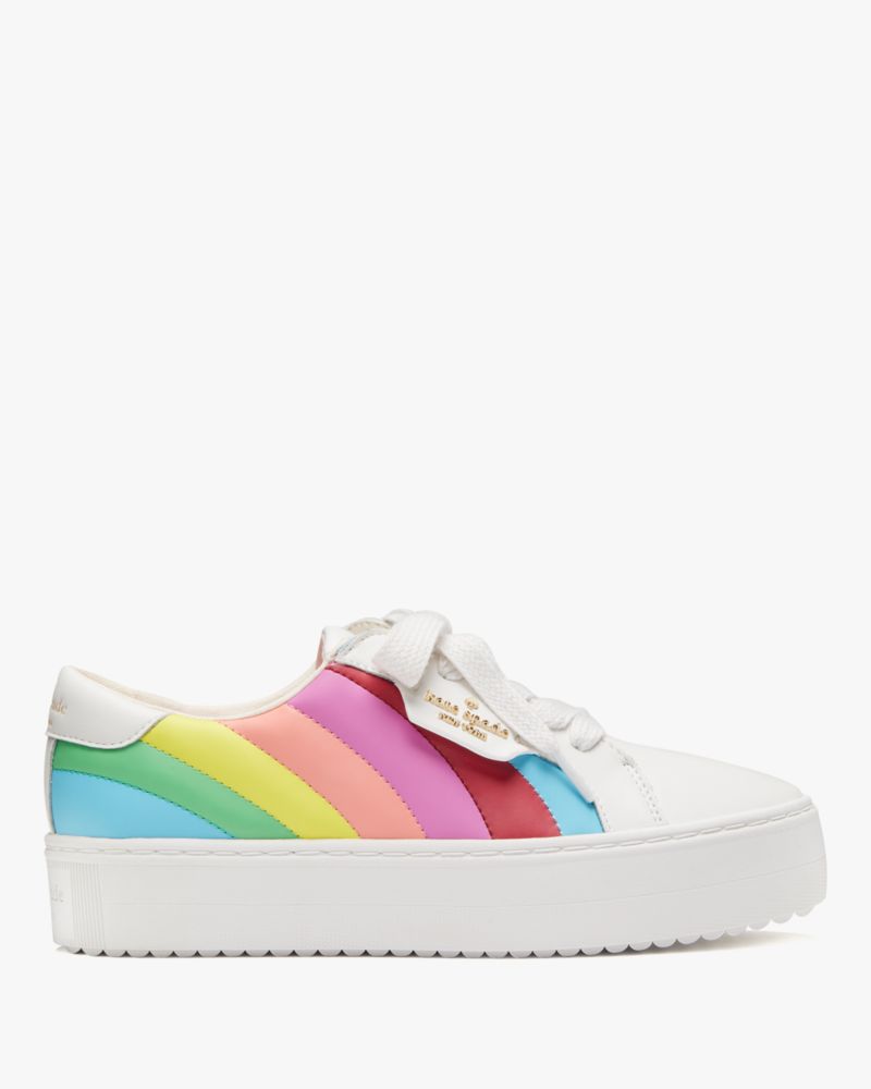 Kate Spade,Rainbow Collection Selena Sneaker,Optic White/Multi