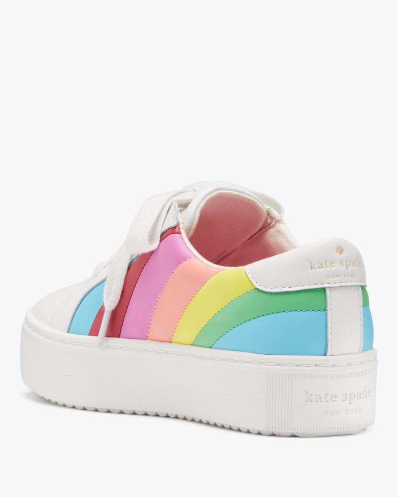 Kate Spade,Rainbow Collection Selena Sneaker,Twill,Leather,Rubber,Cotton,Casual,Logo,Metal,Casual,Multi Color