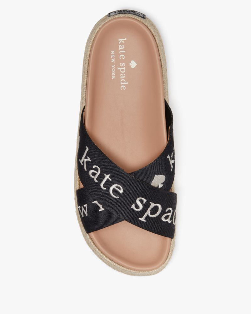 Kate Spade,Piper Flatform Espadrilles,Lining Leather,Rubber,Espadrilles,Slides,Casual,Black