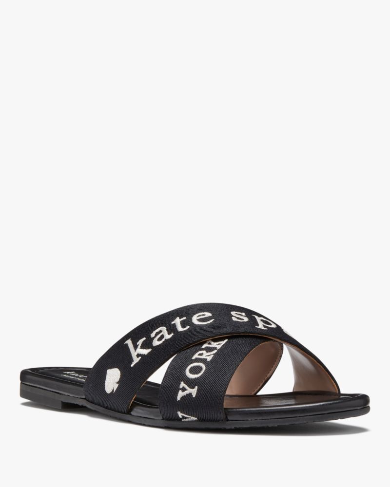 Kate Spade,Piper Slide,Lining Leather,Rubber,Slides,Casual,Black