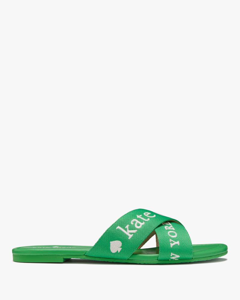 Kate Spade,Piper Slide,Rubber,Lining Leather,Slides,Casual,Green