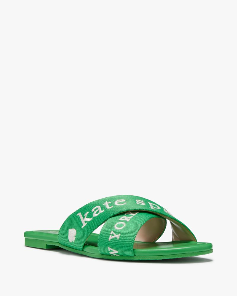 Kate Spade,Piper Slide,Rubber,Lining Leather,Slides,Casual,Green