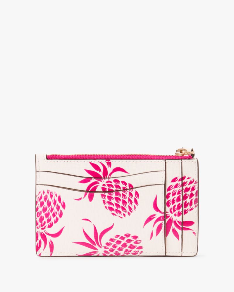 Kate Spade,Morgan Pineapple Embossed Coin Card Case Wristlet,Cream Multi