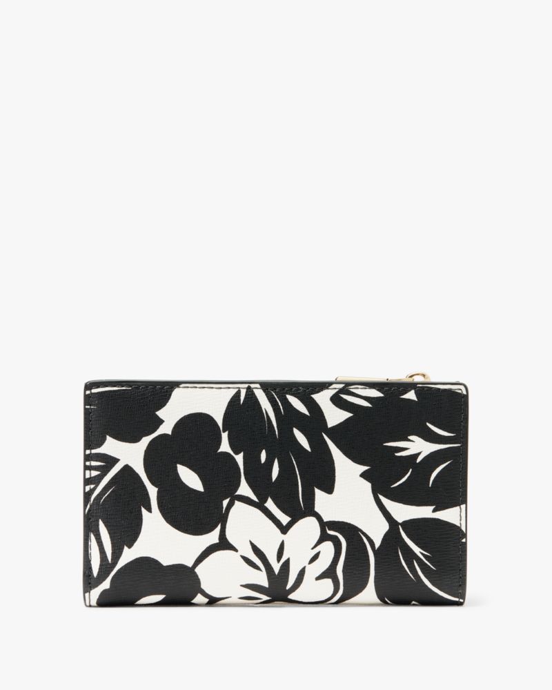Kate Spade,Morgan Tropical Foliage Small Slim Bifold Wallet,Black Multi
