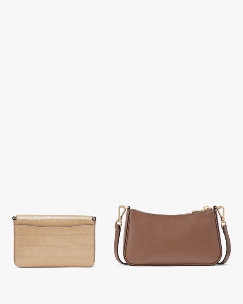 Kate Spade,Double Up Croc Embossed Crossbody,Crossbody,Logo,Metal,Casual,