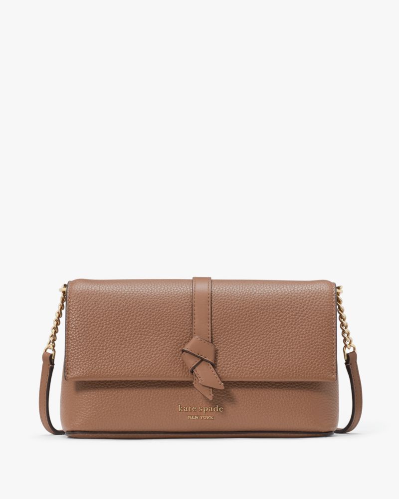 Kate Spade,Knott Flap Chain Crossbody,Warm Acorn