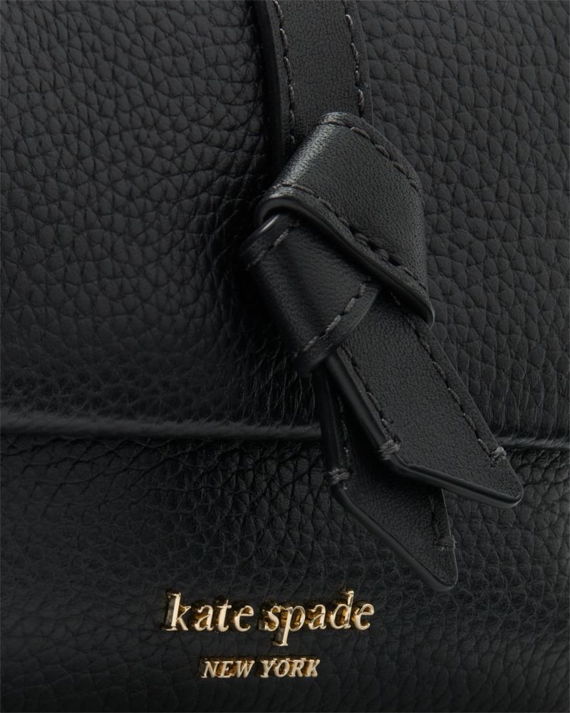 Kate Spade,Knott Small Compact Wallet,Leather,Tri Fold,Logo,Metal,Casual,Black