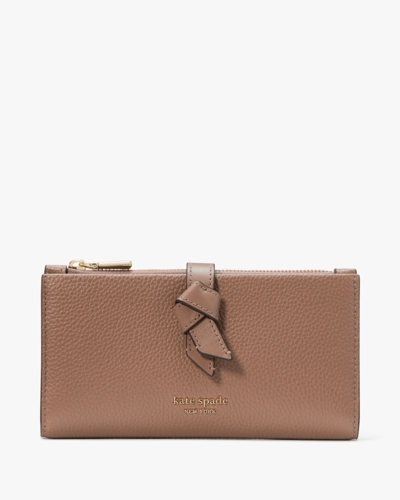 Kate Spade,Knott Zip Slim Wallet,Warm Acorn