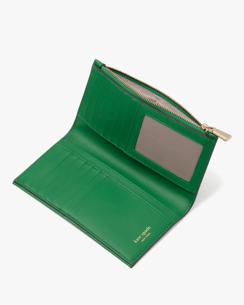 Kate Spade,Knott Zip Slim Wallet,Watercress