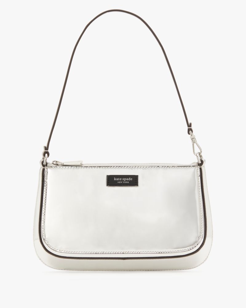 Kate Spade,Sam Icon Metallic Mini Pochette,Silver