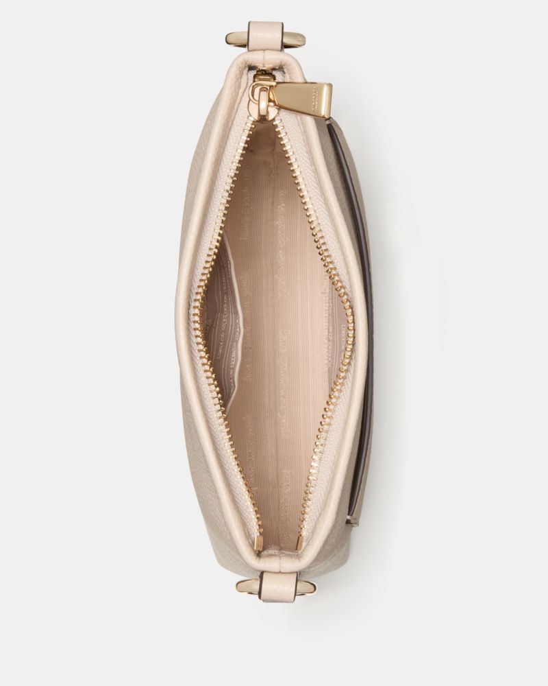 Kate Spade,Ava Small Swingpack,Leather,Crossbody,Logo,Word Embellishment,Adjustable,Casual,Beige