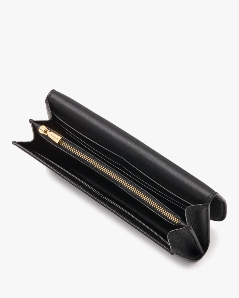 Kate Spade,Dakota Flap Continental Wallet,Leather,Continental,Logo,Casual,Black