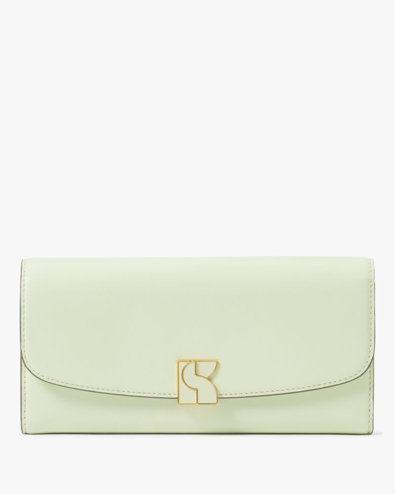 Kate Spade,Dakota Flap Continental Wallet,Leather,Continental,Logo,Casual,Green