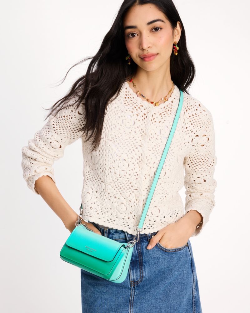 Kate Spade,Double Up Ombre Crossbody,Leather,Clutch,Crossbody,Logo,Metal,Day Party,