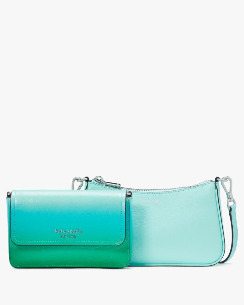 Kate Spade,Double Up Ombre Crossbody,Leather,Clutch,Crossbody,Logo,Metal,Day Party,