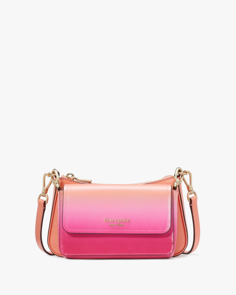 Kate Spade,Double Up Ombre Crossbody,Leather,Clutch,Crossbody,Logo,Metal,Day Party,Multi Color