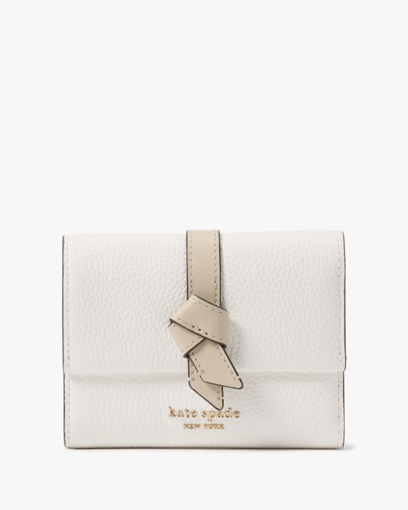 Kate Spade,Knott Colorblocked Small Compact Wallet,Light Cream Multi