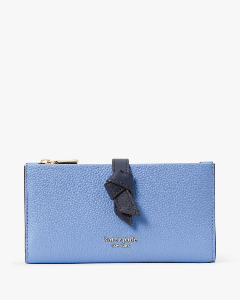 Kate Spade,Knott Colorblocked Zip Slim Wallet,Genie Blue Multi