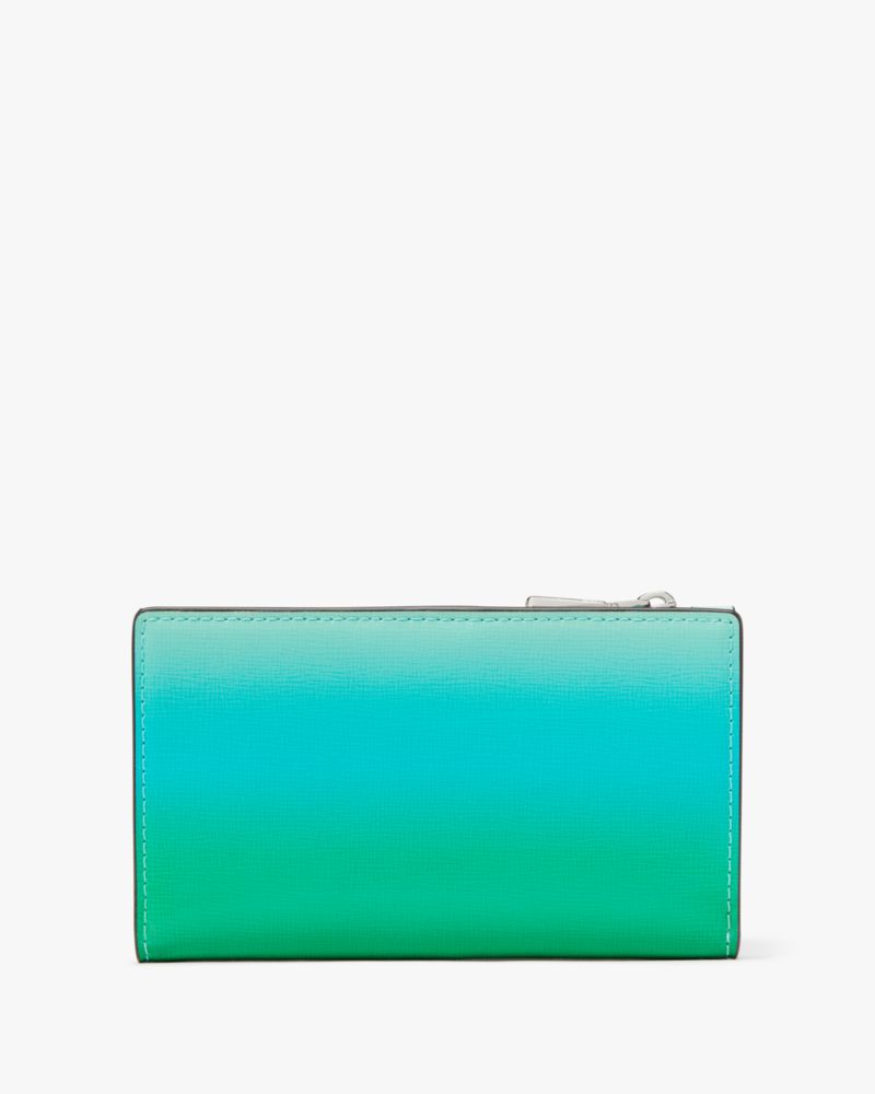 Kate Spade,Morgan Ombre Small Slim Bifold Wallet,Mint Liqueur Multi