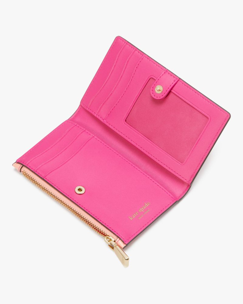 Kate Spade,Morgan Ombre Small Slim Bifold Wallet,Leather,Bi Fold,Metal,Logo,Scratch Resistant,Casual,Multi Color