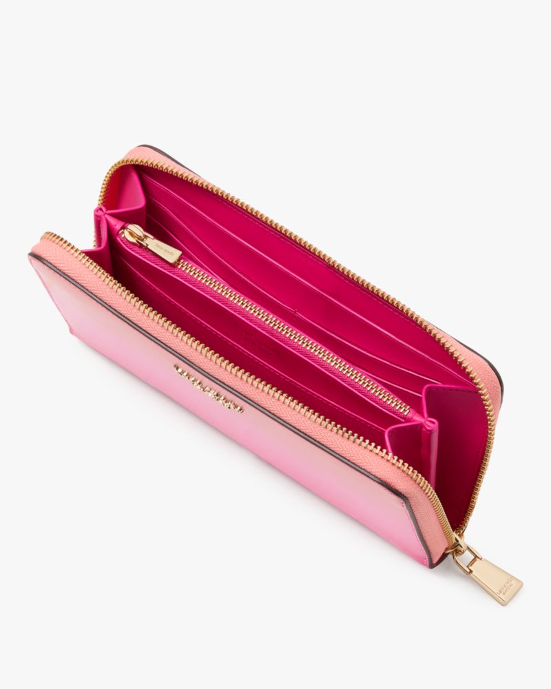 Kate Spade,Morgan Ombre Zip Around Continental Wallet,Leather,Continental,Metal,Logo,Scratch Resistant,Casual,Multi Color