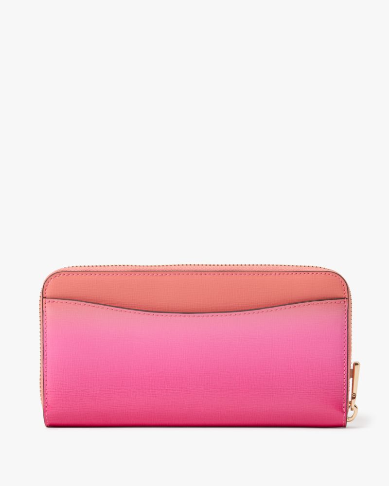 Kate Spade,Morgan Ombre Zip Around Continental Wallet,Leather,Continental,Metal,Logo,Scratch Resistant,Casual,Multi Color