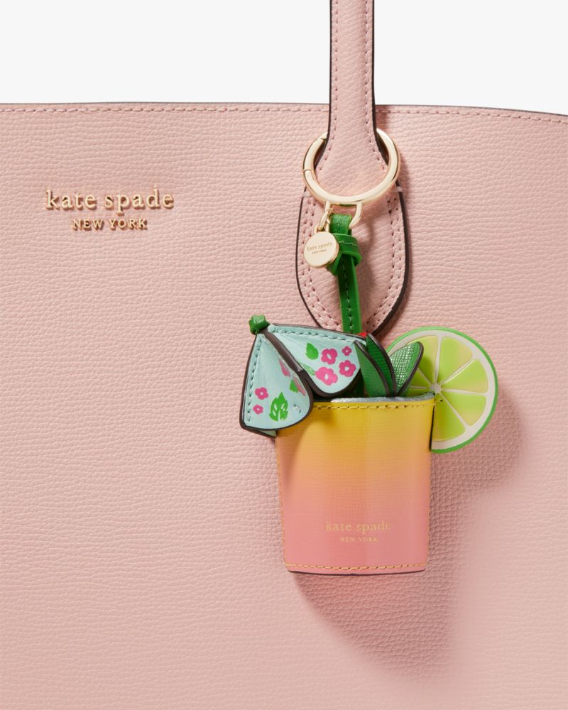 Kate Spade,Playa Ombre 3d Bag Charm,Key Chain,Leather,Food Embellishment,Gold Metal,Multi Color