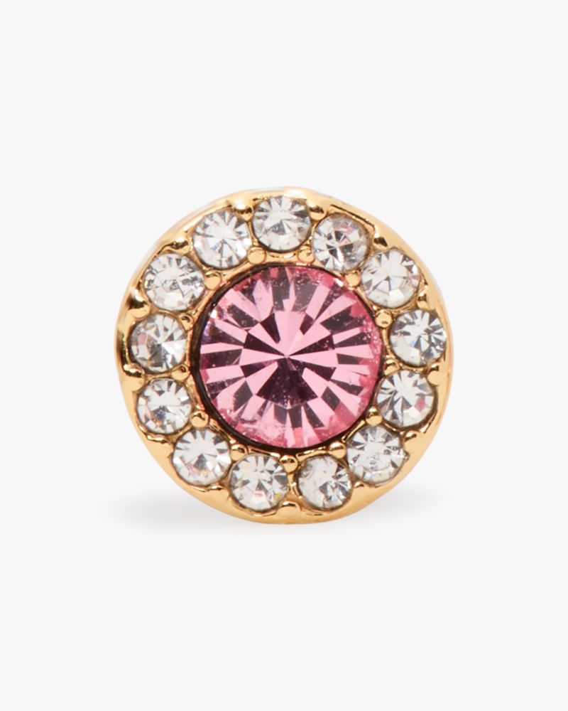 Kate Spade,You're A Gem Pave Halo Studs,Studs,Rhinestones,Gold Metal,Titanium,Cocktail,Pink
