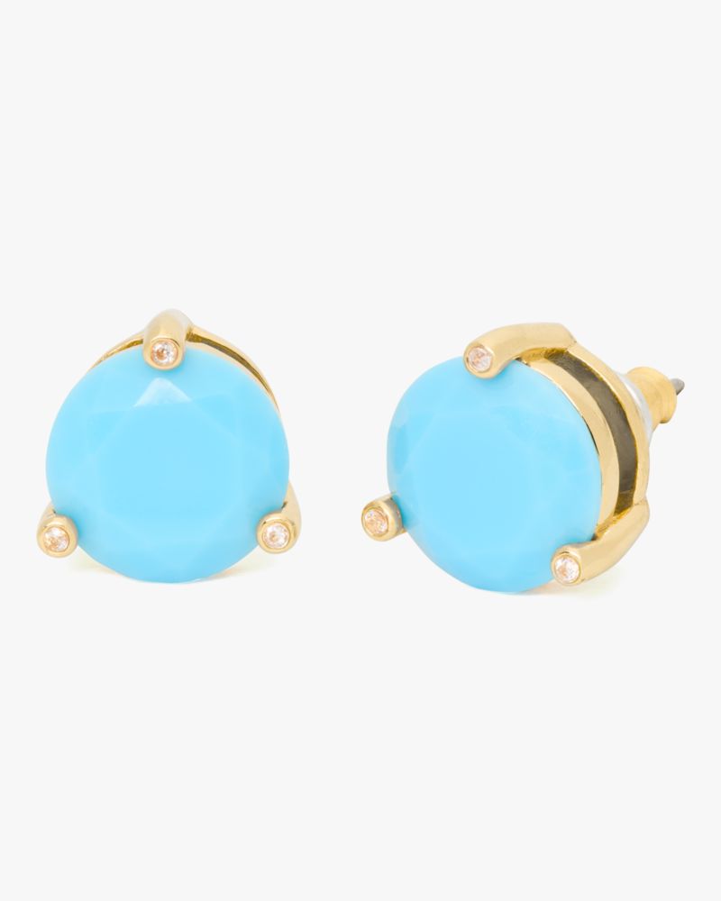 Kate Spade,Rise And Shine Studs,Leather,Studs,Metallic,Turquoise,Stones,Gold Metal,Titanium,Casual,Turquoise