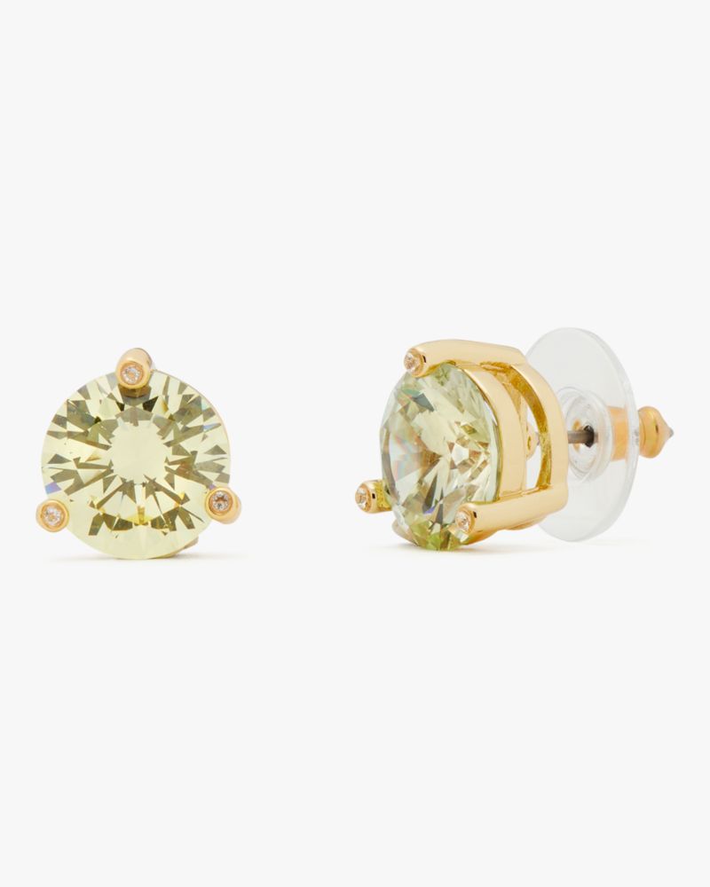 Kate Spade,Rise And Shine Studs,Studs,Cubic Zirconia,Gem Embellishment,Gold Metal,Titanium,Casual,Green