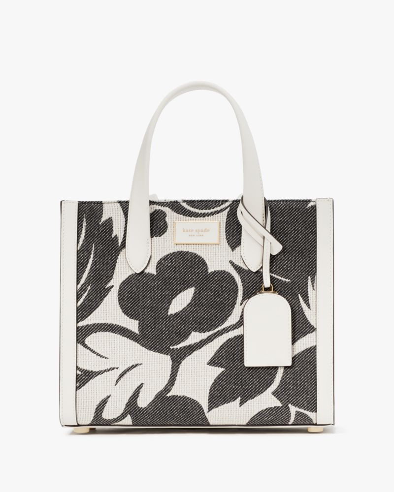 Kate Spade,Manhattan Tropical Foliage Canvas Jacquard Small Tote,Black Multi