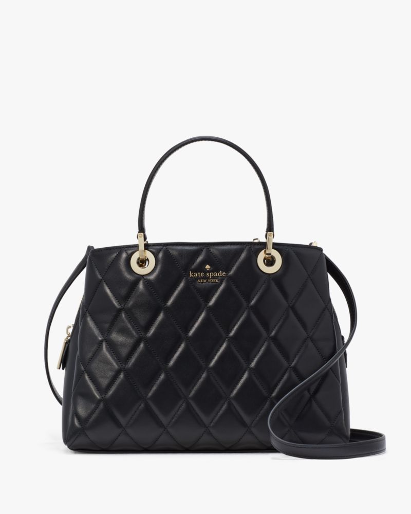 Kate Spade,Carey Quilted Sullivan Satchel,Black