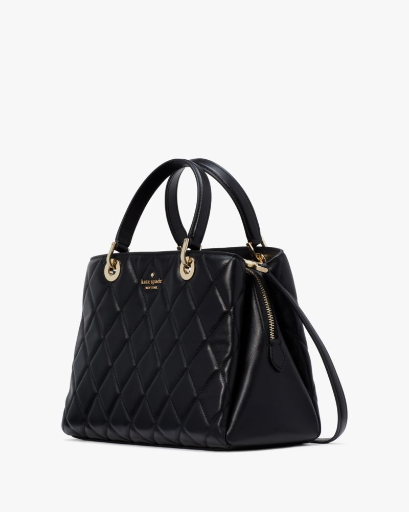 Kate Spade,Carey Quilted Sullivan Satchel,Black