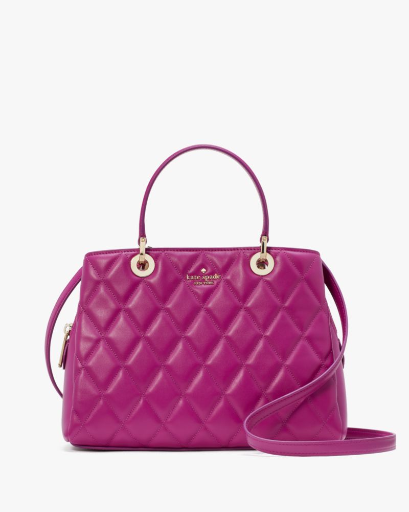 Kate Spade,Carey Quilted Sullivan Satchel,Lining Leather,Satchel,Logo,Metal,Lined,Day Party,Fuchsia