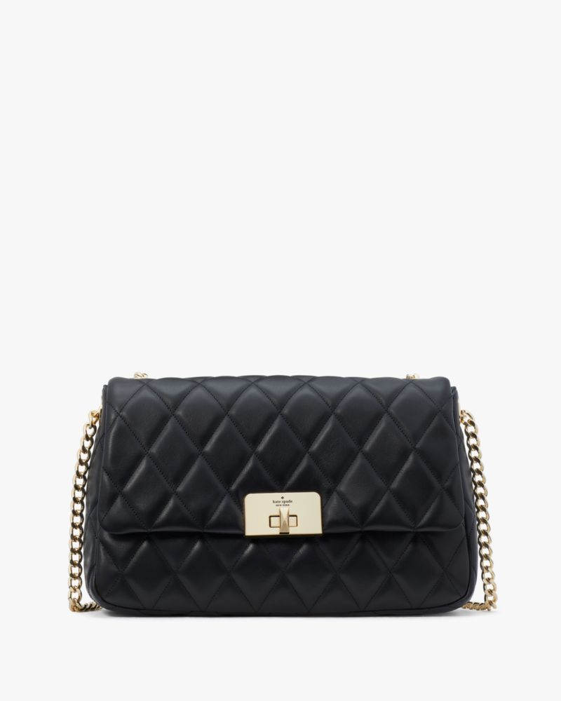 Kate Spade,Carey Medium Flap Shoulder Bag,Black