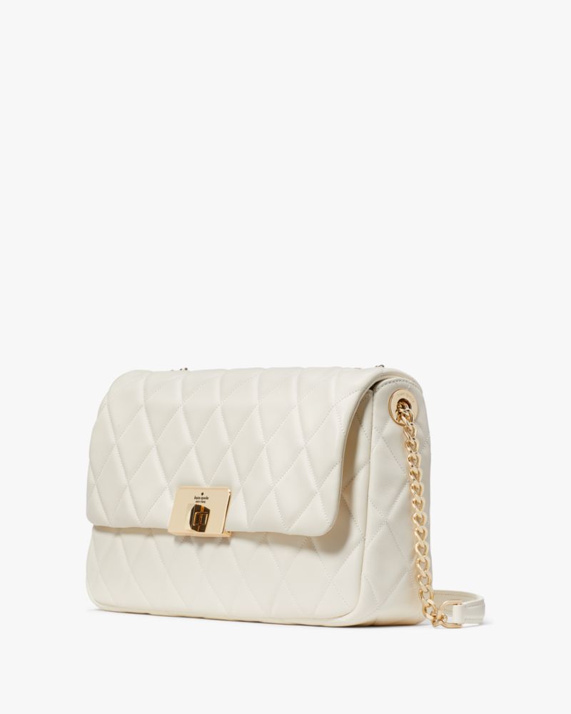 Kate Spade,Carey Medium Flap Shoulder Bag,Meringue