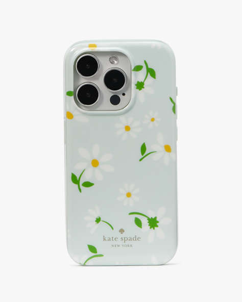 Kate Spade,Scattered Daisies iPhone 15 Pro Case,Crystal Blue Multi